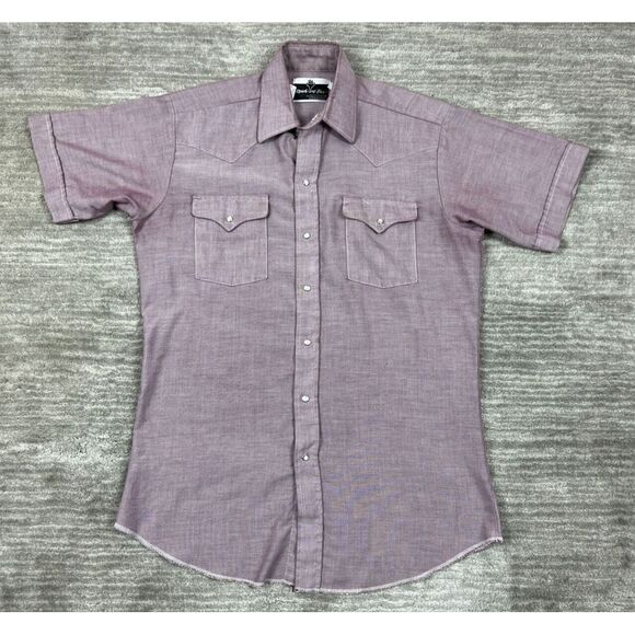 Ranch and Town Shirt Mens 16 Purple Short Sleeve Pearl Snap‎ Panhandle Slim - Picture 1 of 14